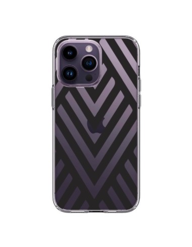 Cover iPhone 14 Pro Max Geometrico Azteco Nero Trasparente - Dricia Do