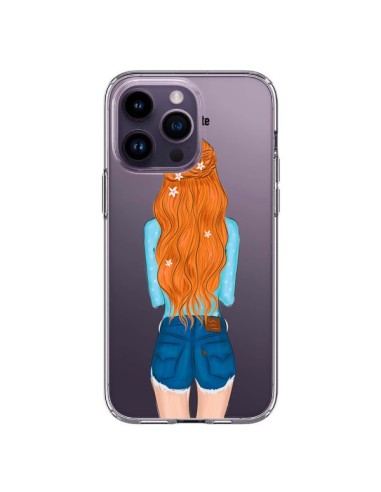 Cover iPhone 14 Pro Max Red Hair Don't Care Capelli Rossi Trasparente - kateillustrate