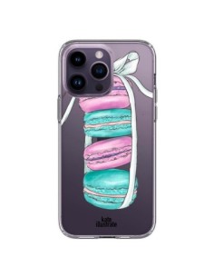 Cover iPhone 14 Pro Max Macarons Rosa Menta Trasparente -...