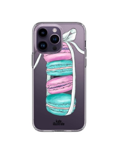 iPhone 14 Pro Max Case Macarons Pink Mint Clear - kateillustrate