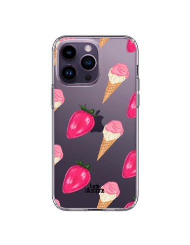 Cover iPhone 14 Pro Max Gelato Fragola Trasparente - kateillustrate