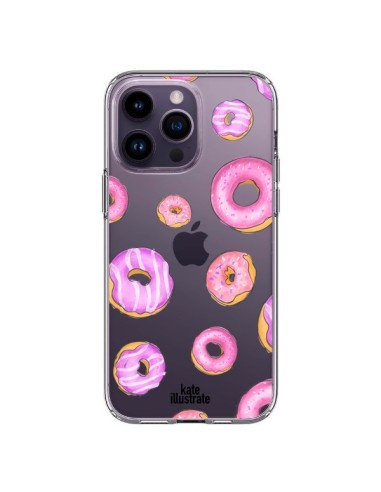 Coque iPhone 14 Pro Max Pink Donuts Rose Transparente - kateillustrate