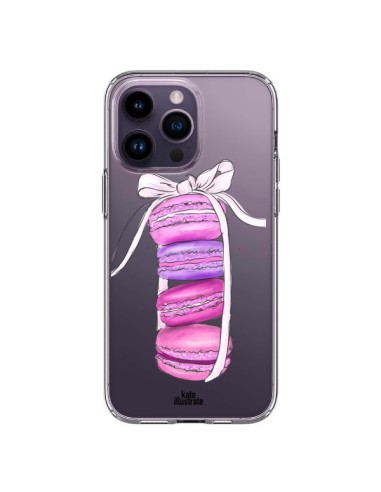 Coque iPhone 14 Pro Max Macarons Pink Purple Rose Violet Transparente - kateillustrate