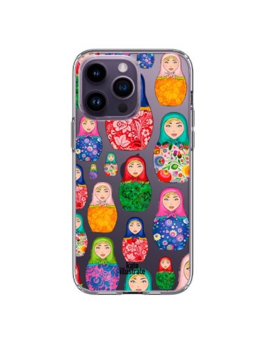 Coque iPhone 14 Pro Max Matryoshka Dolls Poupées Russes Transparente - kateillustrate
