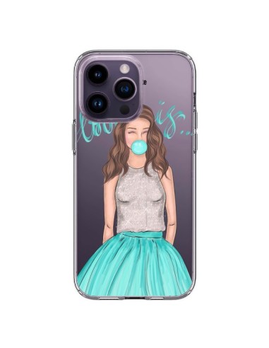Cover iPhone 14 Pro Max Bubble Girls Tiffany Blu Trasparente - kateillustrate