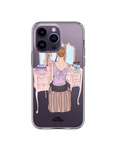 Coque iPhone 14 Pro Max Vanity Coiffeuse Make Up Transparente - kateillustrate
