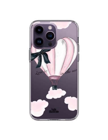 Coque iPhone 14 Pro Max Love is in the Air Love Montgolfier Transparente - kateillustrate