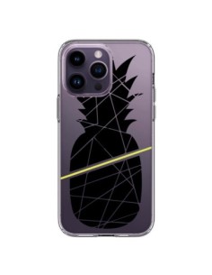 Cover iPhone 14 Pro Max Ananas Nero Trasparente -...