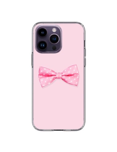 Coque iPhone 14 Pro Max Noeud Papillon Rose Girly Bow Tie - Laetitia