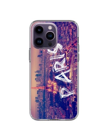 Coque iPhone 14 Pro Max Paris Tour Eiffel Tower Nuit - Laetitia