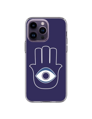Coque iPhone 14 Pro Max Main de Fatma Oeil Bleu - Laetitia