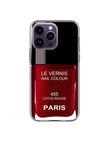 Coque iPhone 14 Pro Max Vernis Paris Lotus Rouge - Laetitia
