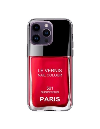 Coque iPhone 14 Pro Max Vernis Paris Suspicious Rouge - Laetitia