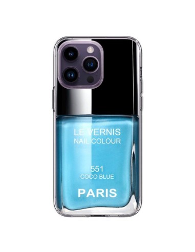 Coque iPhone 14 Pro Max Vernis Paris Coco Blue Bleu - Laetitia