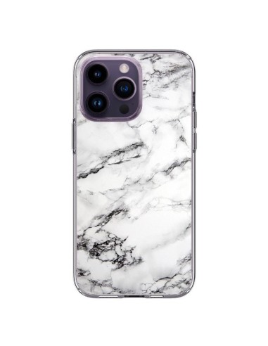 Coque iPhone 14 Pro Max Marbre Marble Blanc White - Laetitia