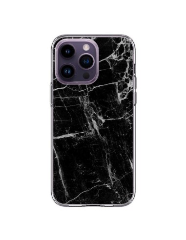 Coque iPhone 14 Pro Max Marbre Marble Noir Black - Laetitia