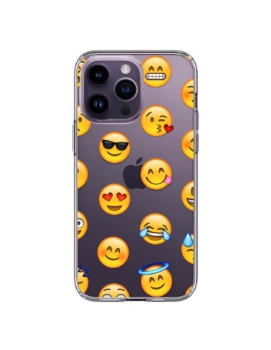 Coque iPhone 14 Pro Max Smiley Emoticone Emoji Transparente - Laetitia
