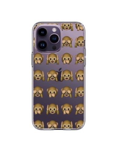 Cover iPhone 14 Pro Max Emoji Scimmia Trasparente - Laetitia