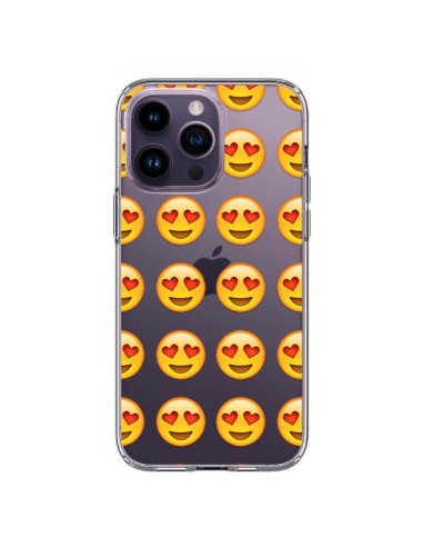 Coque iPhone 14 Pro Max Love Amoureux Smiley Emoticone Emoji Transparente - Laetitia