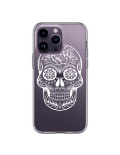 Coque iPhone 14 Pro Max Tête de Mort Mexicaine Blanche...