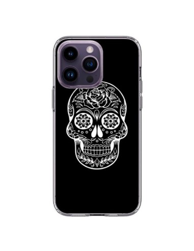 Coque iPhone 14 Pro Max Tête de Mort Mexicaine Blanche - Laetitia