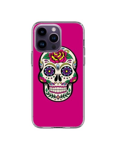 Coque iPhone 14 Pro Max Tête de Mort Mexicaine Rose Fushia - Laetitia