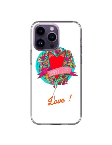 Coque iPhone 14 Pro Max Love Happy Life - Leellouebrigitte