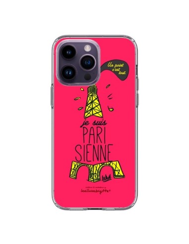 Coque iPhone 14 Pro Max Je suis Parisienne La Tour Eiffel Rose - Leellouebrigitte