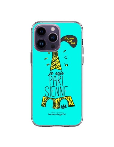 Coque iPhone 14 Pro Max Je suis Parisienne La Tour Eiffel Bleu - Leellouebrigitte