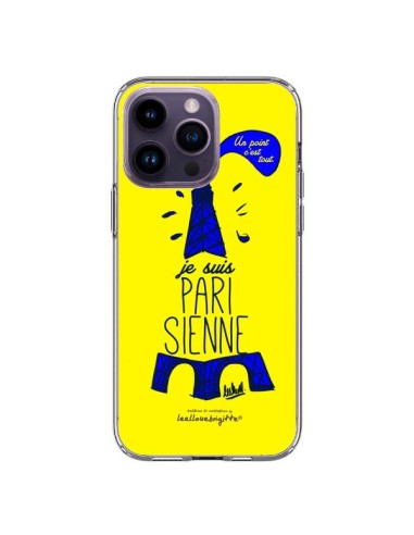 Coque iPhone 14 Pro Max Je suis Parisienne La Tour Eiffel Jaune - Leellouebrigitte