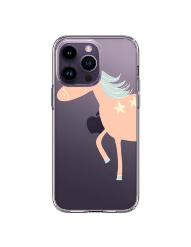 Coque iPhone 14 Pro Max Licorne Unicorn Rose Transparente - Petit Griffin