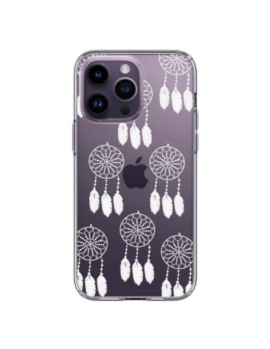 Cover iPhone 14 Pro Max Acchiappasogni Bianco Dreamcatcher Mini Trasparente - Petit Griffin