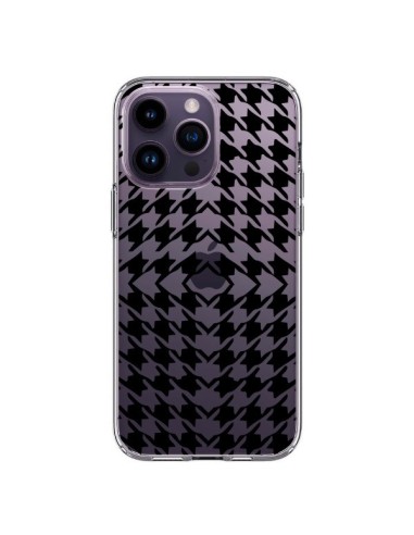 Coque iPhone 14 Pro Max Vichy Carre Noir Transparente - Petit Griffin