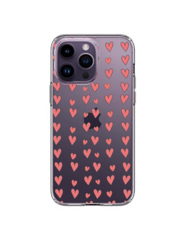 Coque iPhone 14 Pro Max Coeurs Heart Love Amour Rouge Transparente - Petit Griffin