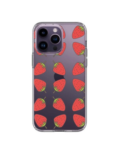 Cover iPhone 14 Pro Max Fragola Frutta Trasparente - Petit Griffin