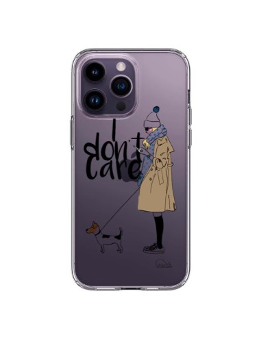 Cover iPhone 14 Pro Max I don't care Fille Cane Trasparente - Lolo Santo