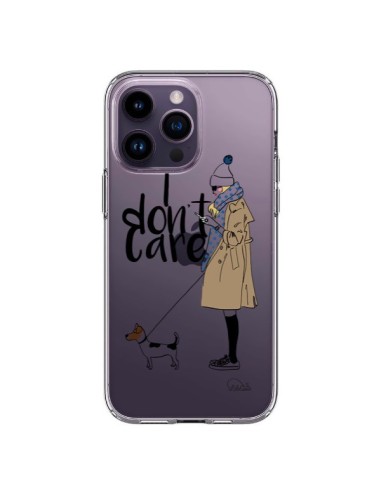 iPhone 14 Pro Max Case I don't care Fille Dog Clear - Lolo Santo