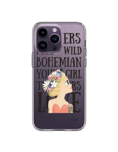 Coque iPhone 14 Pro Max Flowers Love Transparente - Lolo Santo