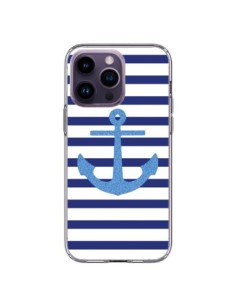 Coque iPhone 14 Pro Max Ancre Voile Marin Navy Blue -...