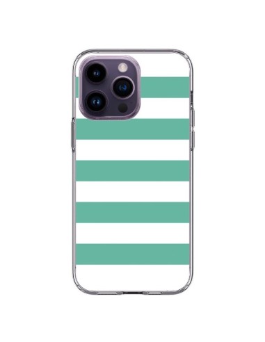 Coque iPhone 14 Pro Max Bandes Mint Vert - Mary Nesrala