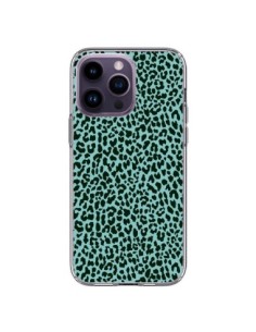 Coque iPhone 14 Pro Max Leopard Turquoise Neon - Mary...