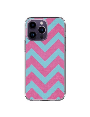 Cover iPhone 14 Pro Max Fragola Chevron Rosa Blu - Mary Nesrala