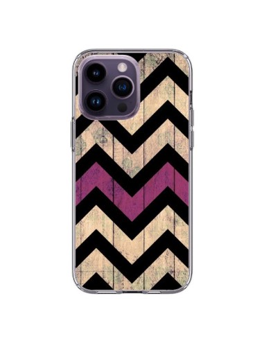 Coque iPhone 14 Pro Max Chevron Vintage Bois Wood - Mary Nesrala