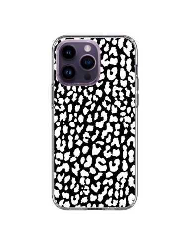 Coque iPhone 14 Pro Max Leopard Noir et Blanc - Mary Nesrala