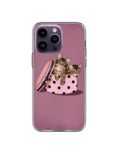 Coque iPhone 14 Pro Max Chaton Chat Kitten Boite Pois - Maryline Cazenave