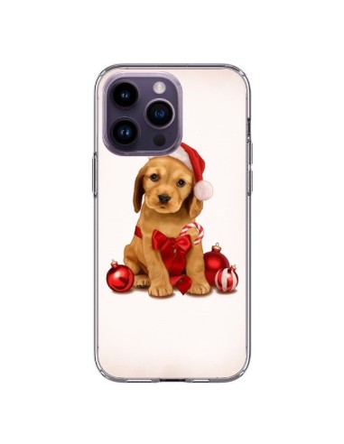 Coque iPhone 14 Pro Max Chien Dog Pere Noel Christmas Boules Sapin - Maryline Cazenave