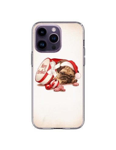Coque iPhone 14 Pro Max Chien Dog Pere Noel Christmas Boite - Maryline Cazenave