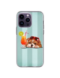 Coque iPhone 14 Pro Max Chien Dog Cocktail Lunettes Coeur...