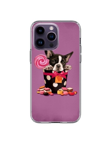 Coque iPhone 14 Pro Max Chien Dog Boite Noeud Papillon Pois Bonbon - Maryline Cazenave