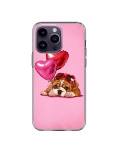 Coque iPhone 14 Pro Max Chien Dog Lunettes Coeur Ballon -...